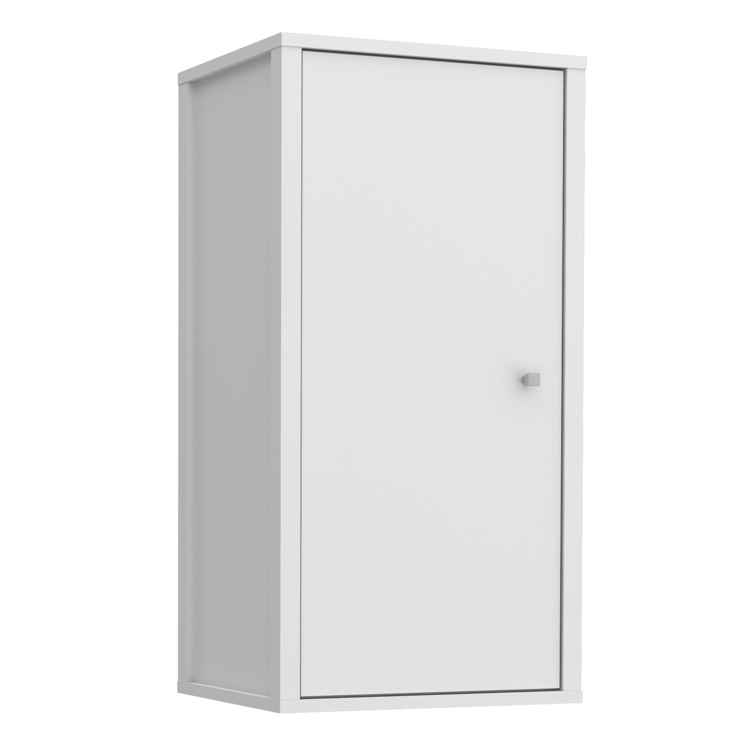 IPSWICK Hanging Bathroom Storage Cabinet with 1 Door and Silver Handle - White
