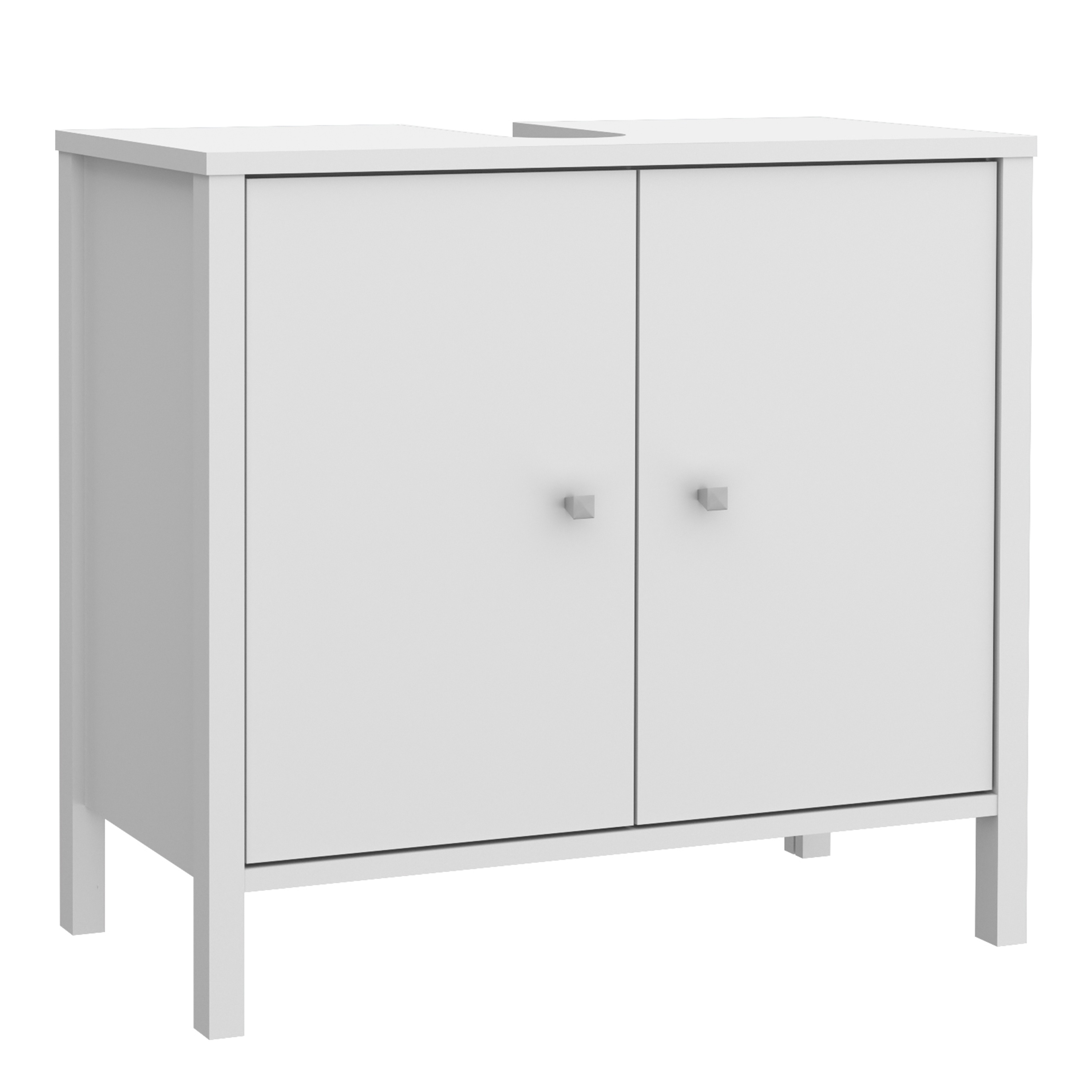 IPSWICK Under Sink Bathroom Vanity Unit with 2 Doors and Silver Handles - White
