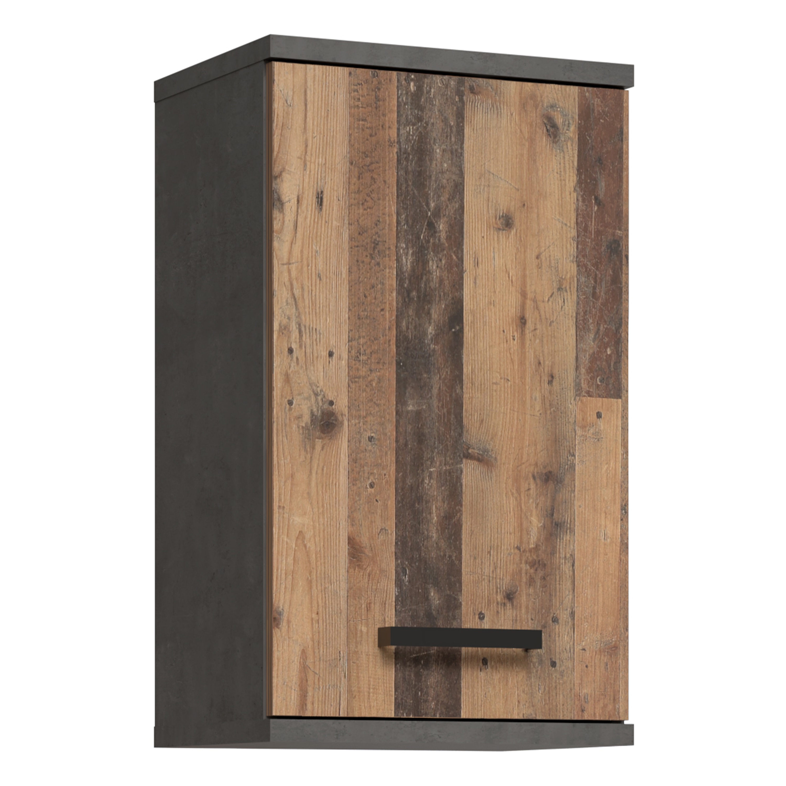 VERDON Small Hanging Bathroom Storage Cabinet with 1 Door - Walnut with Dark Grey