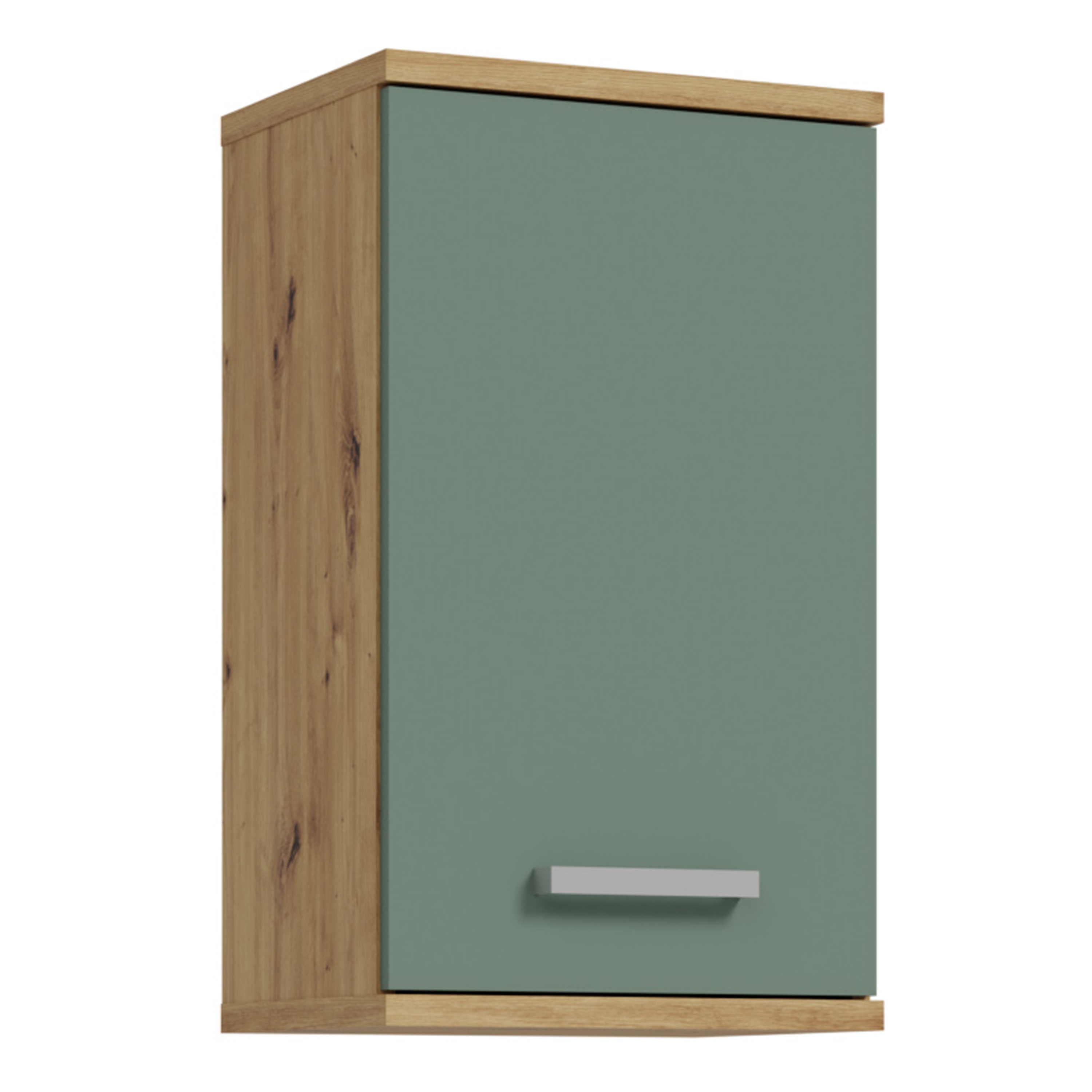 VERDON Small Hanging Bathroom Storage Cabinet with 1 Door - Artisan Oak with Sage Green