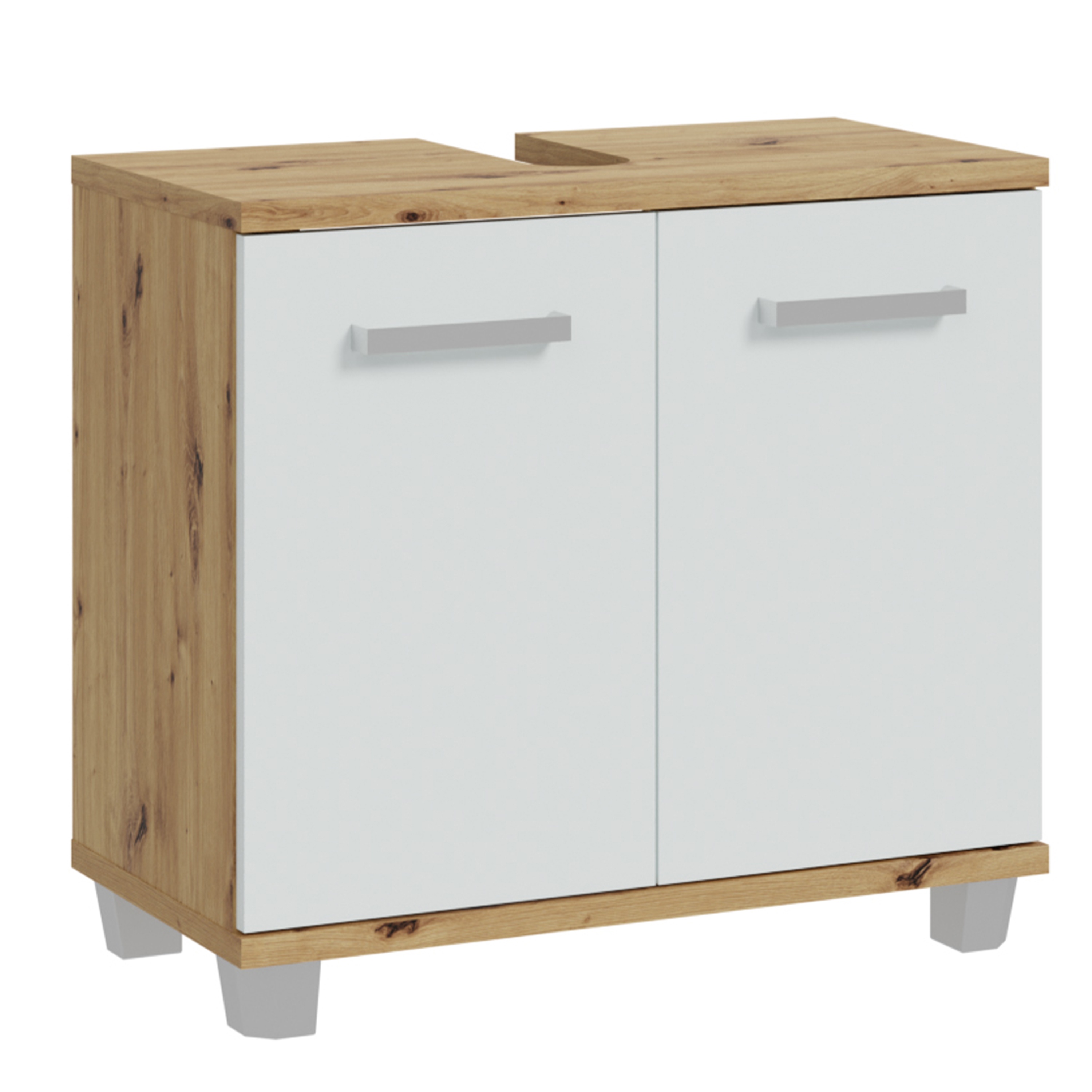 VERDON Under Sink Bathroom Vanity Unit with 2 Doors - Artisan Oak with Light Grey