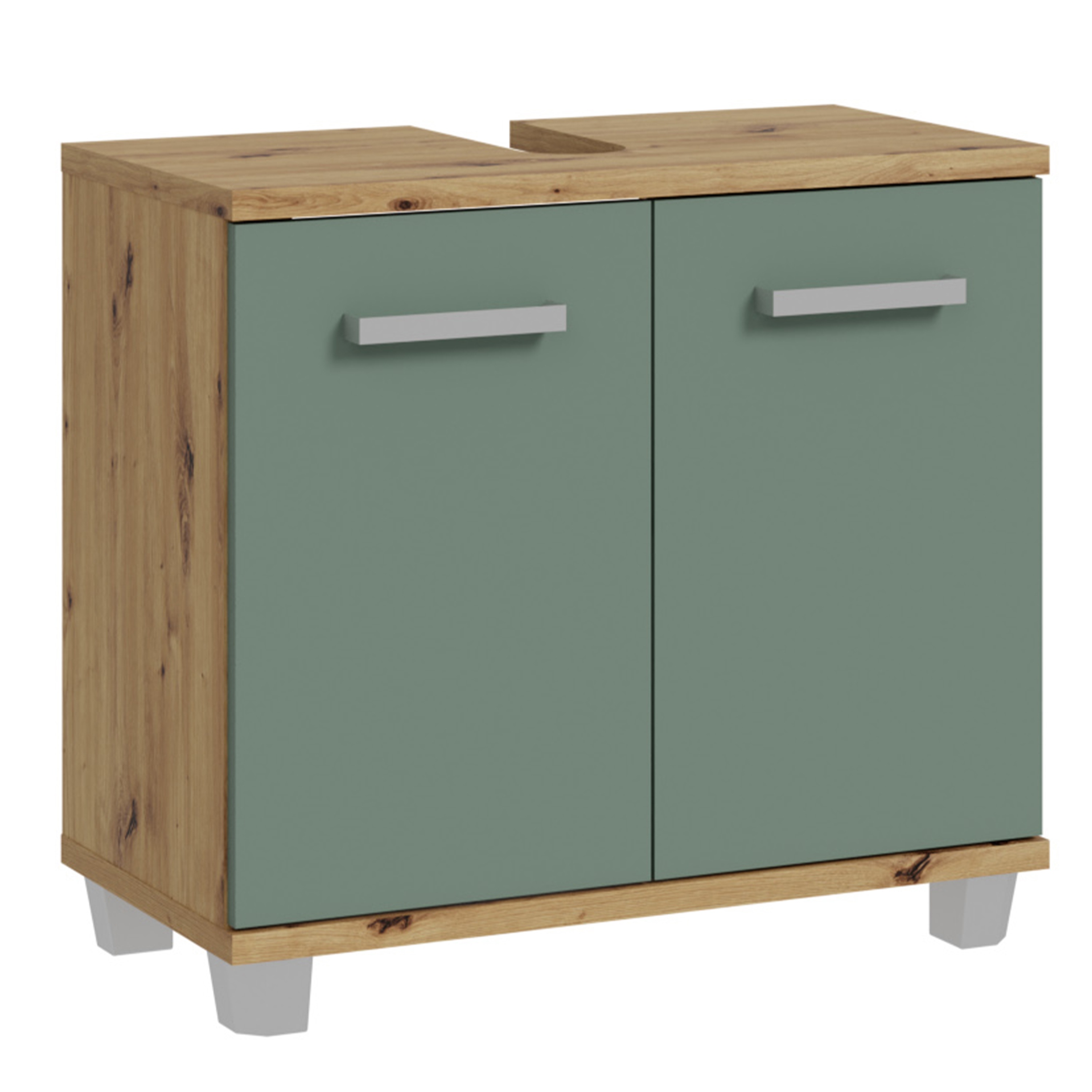 VERDON Under Sink Bathroom Vanity Unit with 2 Doors - Artisan Oak with Sage Green