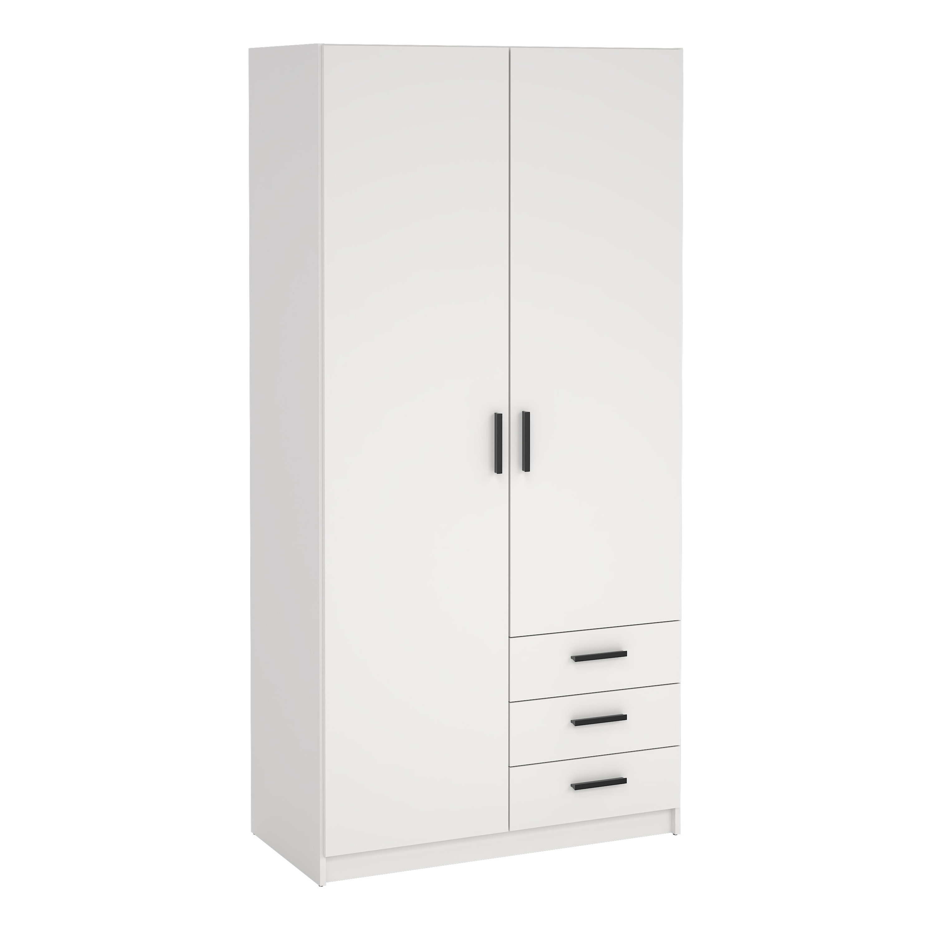 VELOCI 2 Door Wardrobe with 3 Drawers White - 99cm