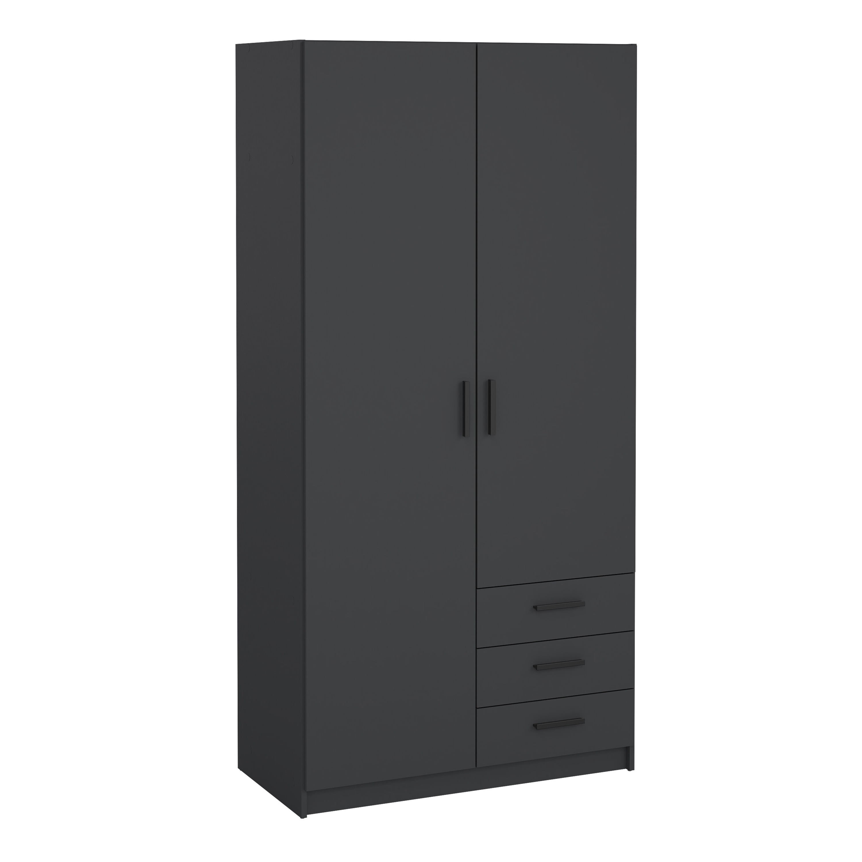 VELOCI 2 Door Wardrobe with 3 Drawers Matt Grey - 99cm