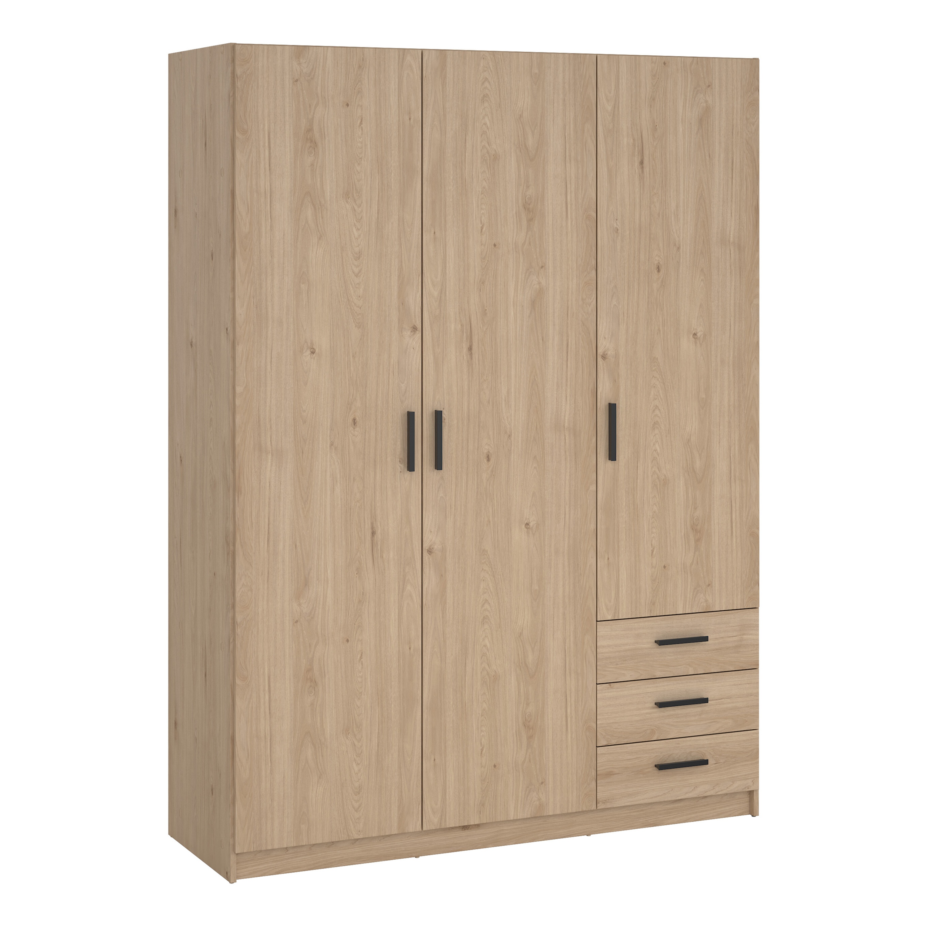 VELOCI 3 Door Wardrobe with 3 Drawers Oak - 147cm