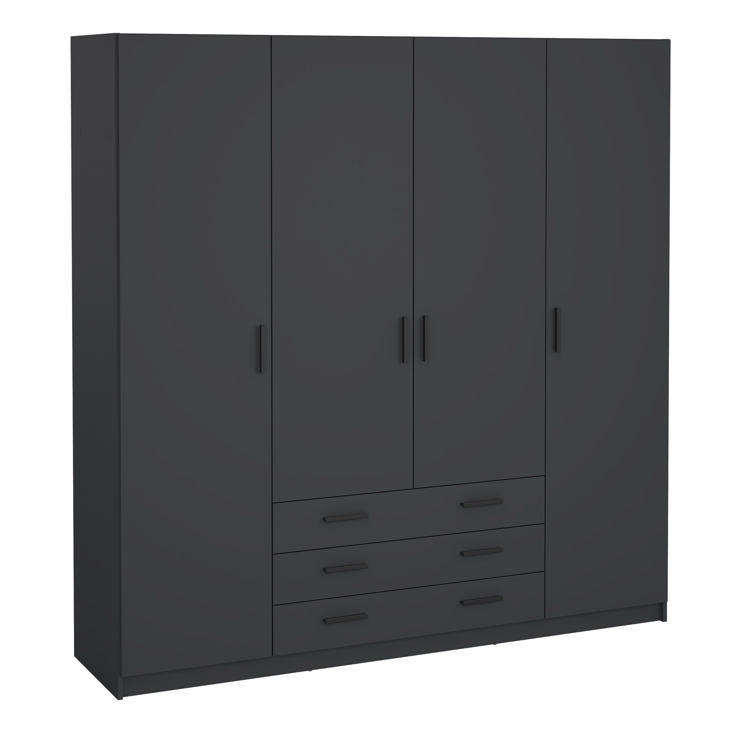 VELOCI 4 Door Wardrobe with 3 Drawers Matt Grey - 196cm