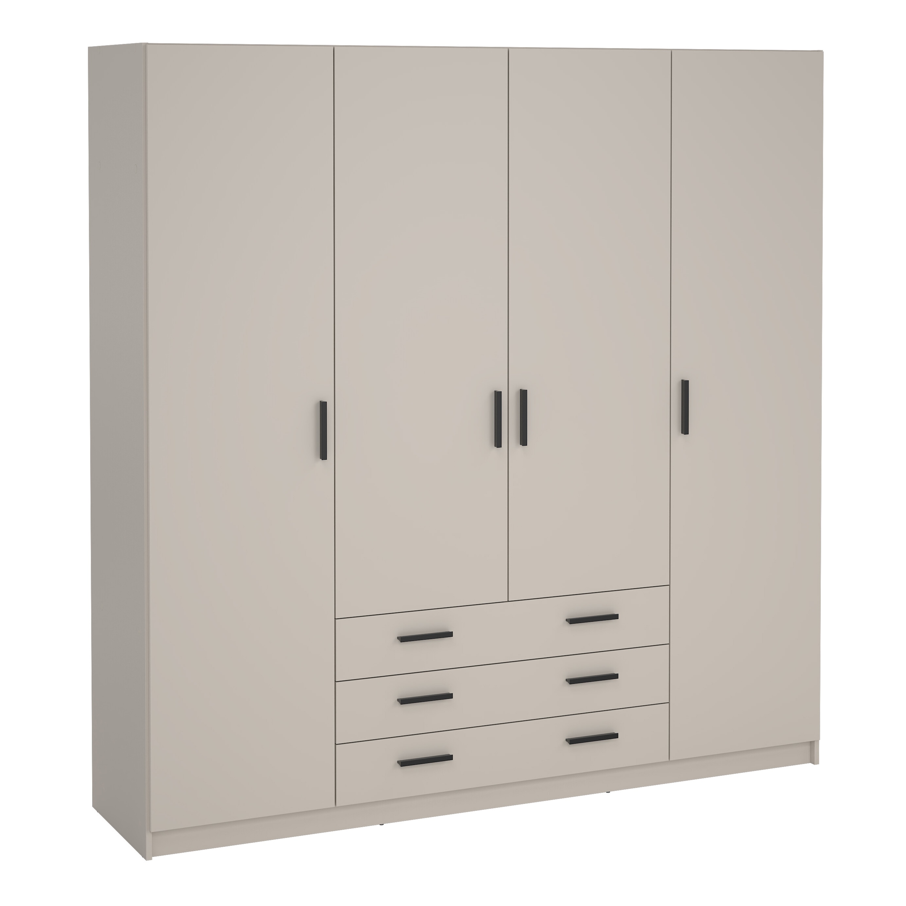 VELOCI 4 Door Wardrobe with 3 Drawers Beige - 196cm