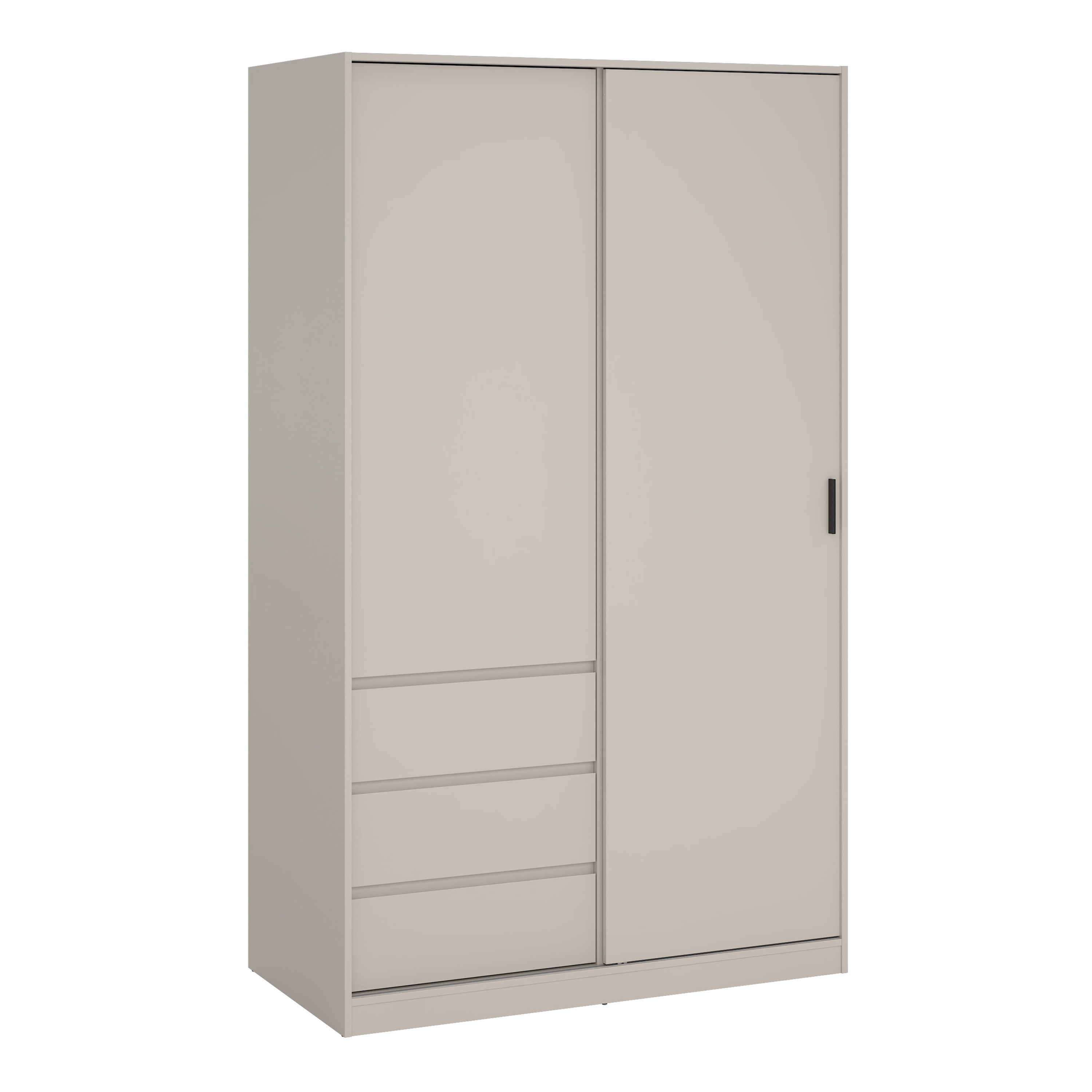 NANAIMO 2 Door Sliding Wardrobe with 3 Drawers Beige - 119cm