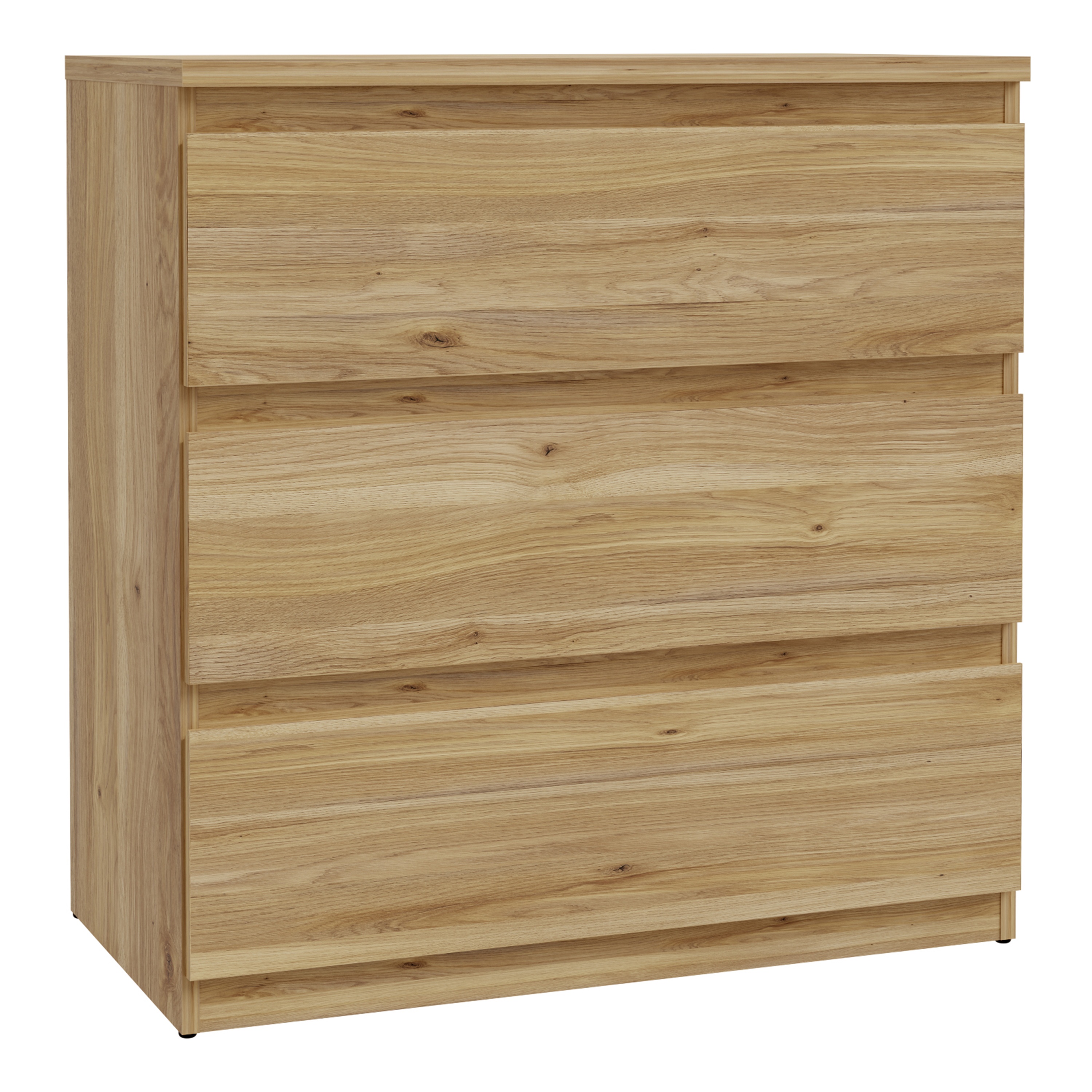 EDMONT Oak Finish Chest of Drawers - Medium-sized, 3 Drawers