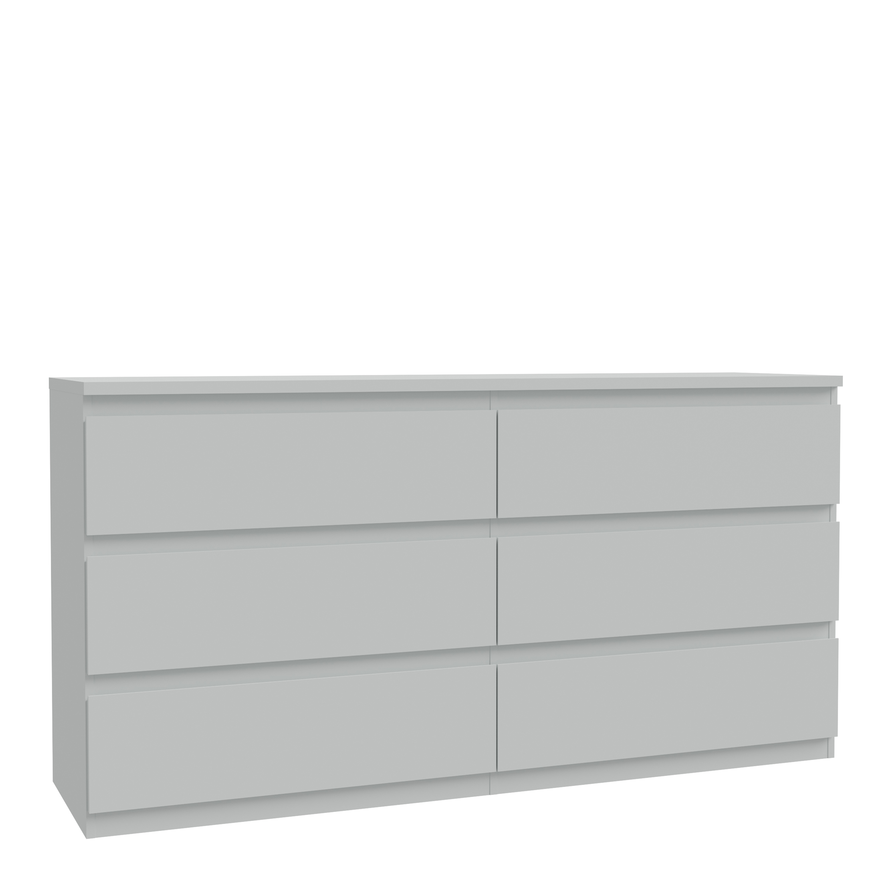 EDMONT Grey Chest of Drawers - Extra Large-sized, Double, 6 Drawers