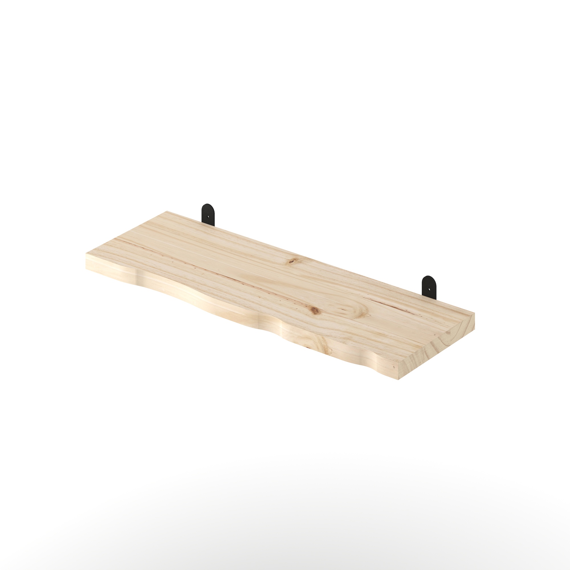 CHUNK Chunky Live Edge Shelf with L Bracket Kit - Light Wood - 60cm