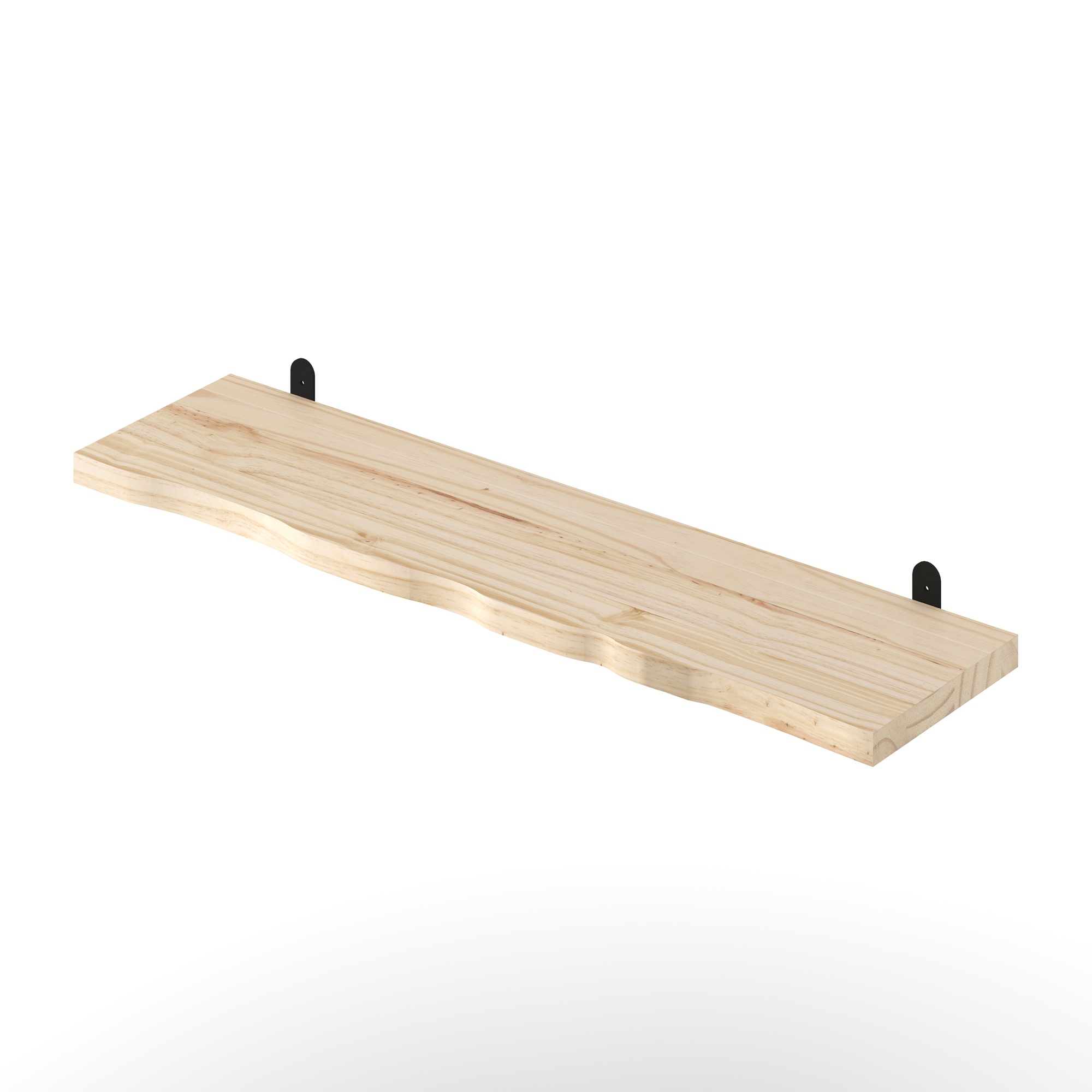 CHUNK Chunky Live Edge Shelf with L Bracket Kit - Light Wood - 80cm
