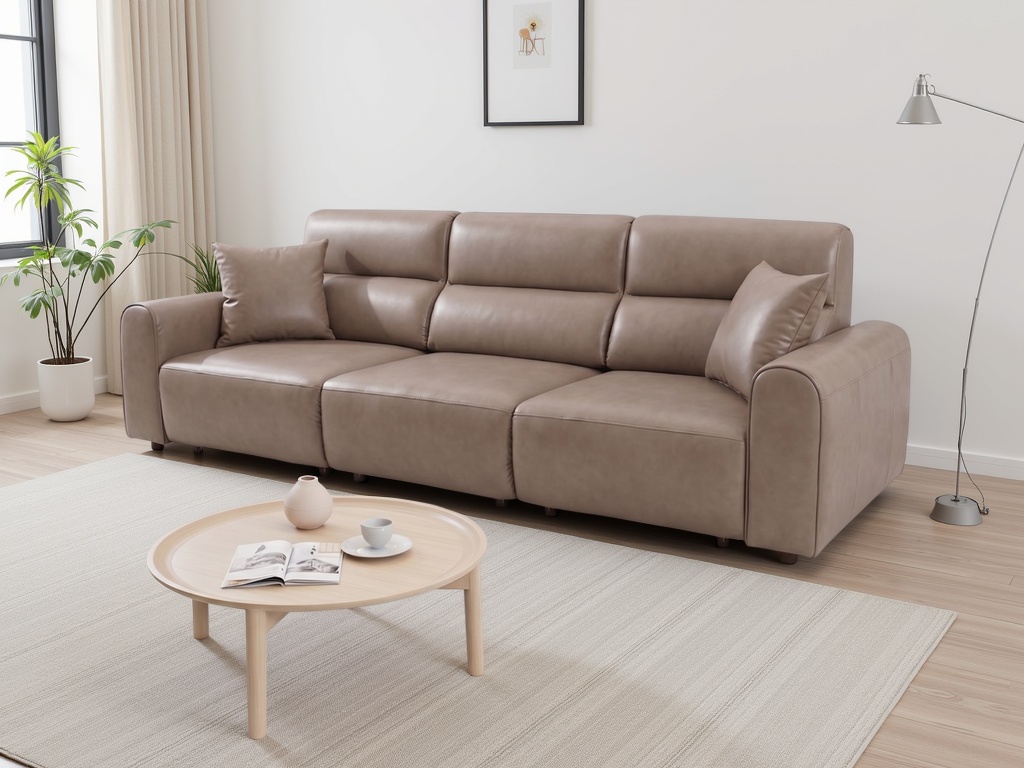 LINDMERE Leather 3 Seater Electric Sofa Bed - Coffee