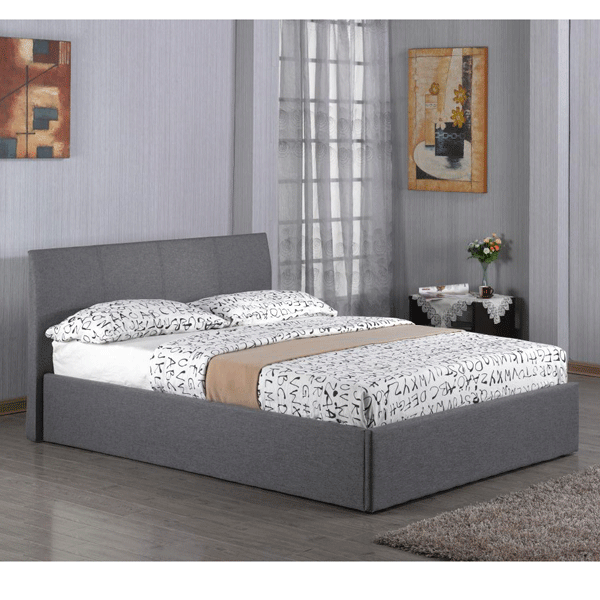 Purbeck Grey Fabric Storage Ottoman Bed with Gas Lift - Small Double Bed