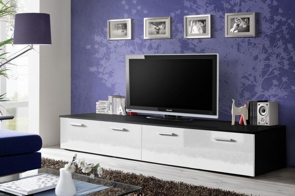 Duos TV Cabinet in Black and White Gloss