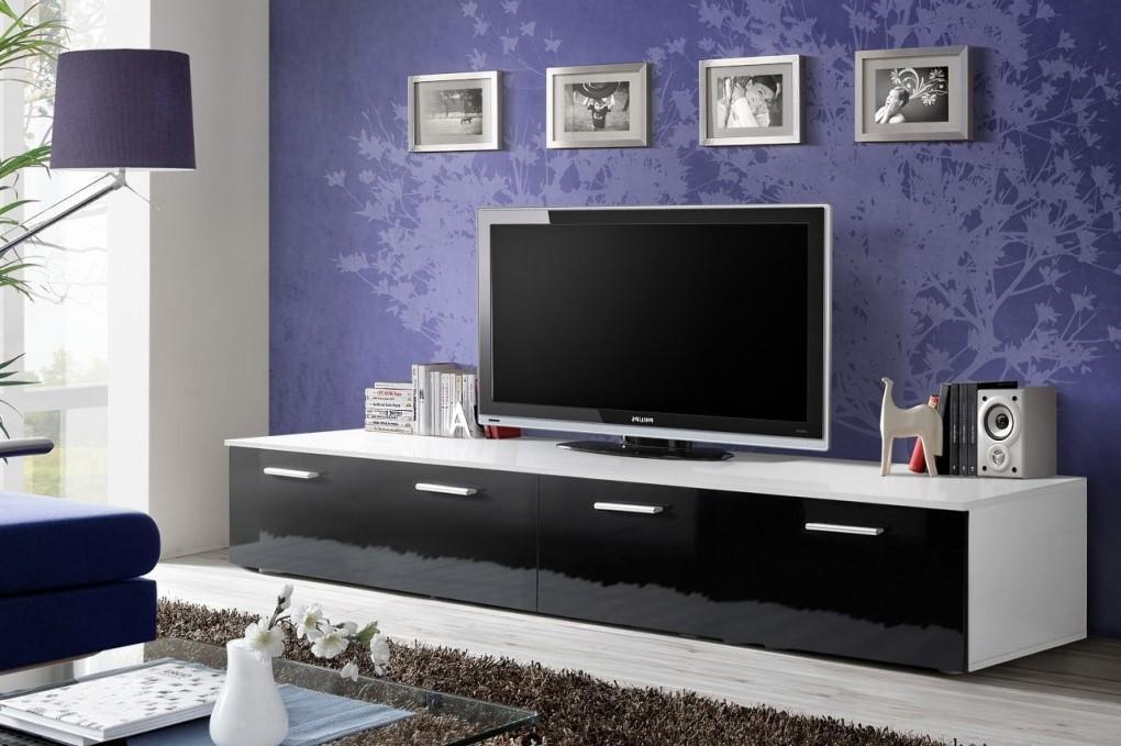 Duos TV Cabinet in White and Black Gloss