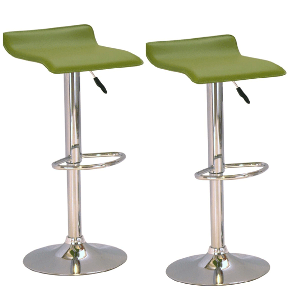 Salford Chrome Bar Stool Pair with Adjustable Features - Green