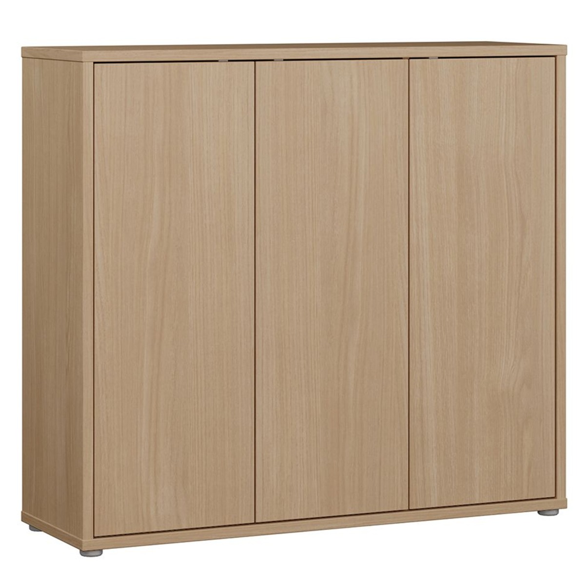 SOLARA Shoe Cabinet with 3 Push to Open Doors - Elegancia Oak