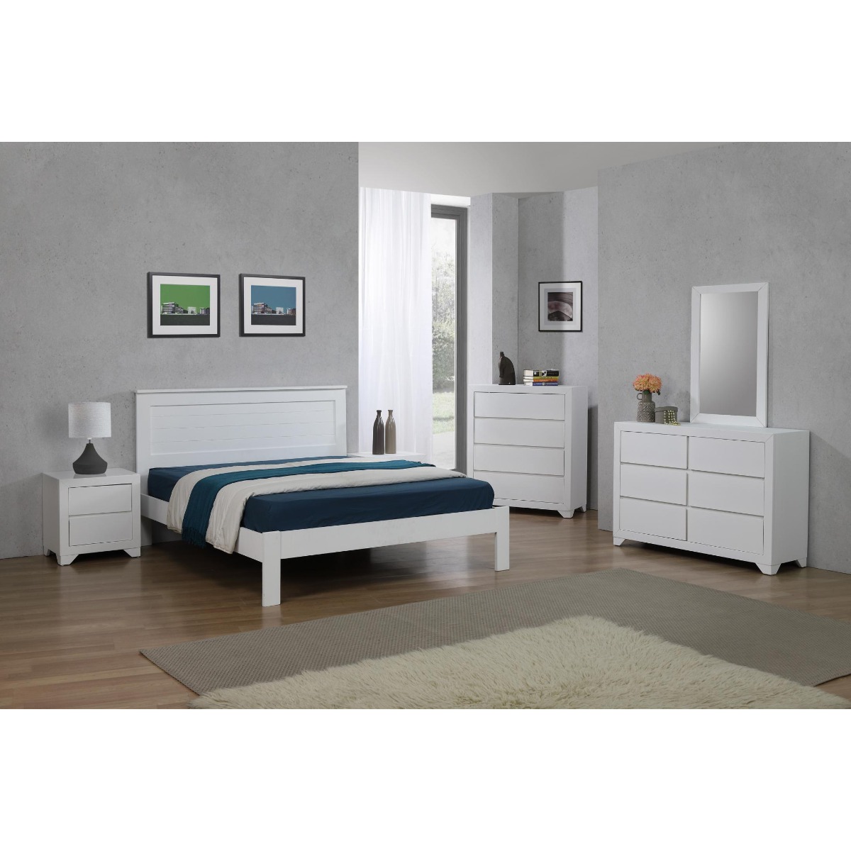 Gelligaer Serenity in White Solid Wooden Frame Bed - Double 4ft6