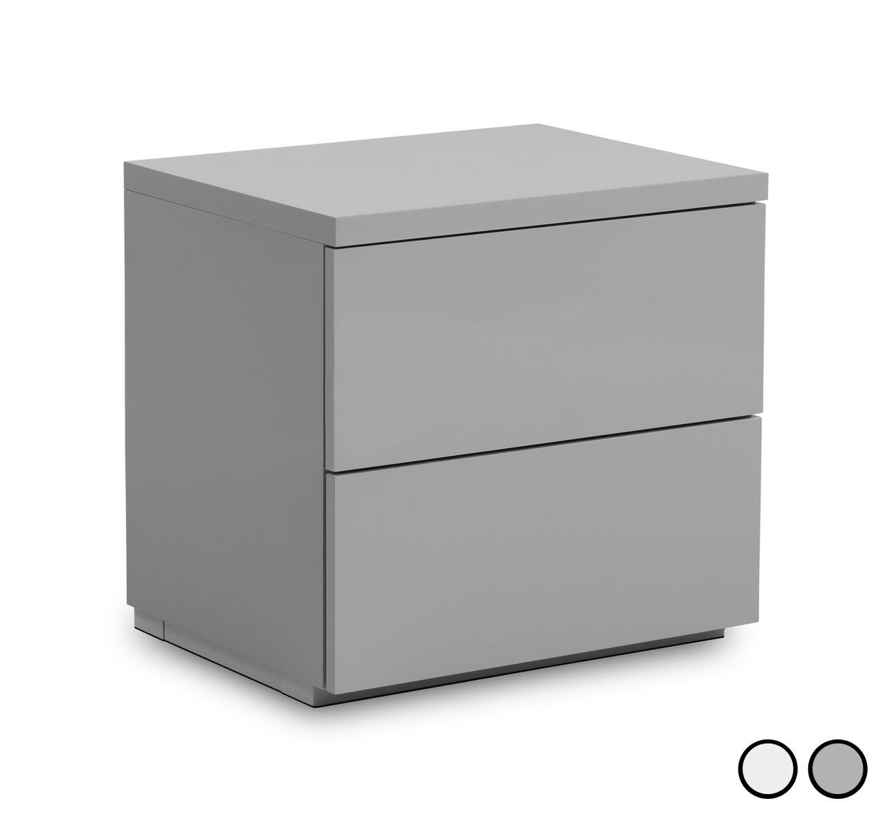 Bedside Table - MONACO 2 Drawer Nightstand Grey 50cm