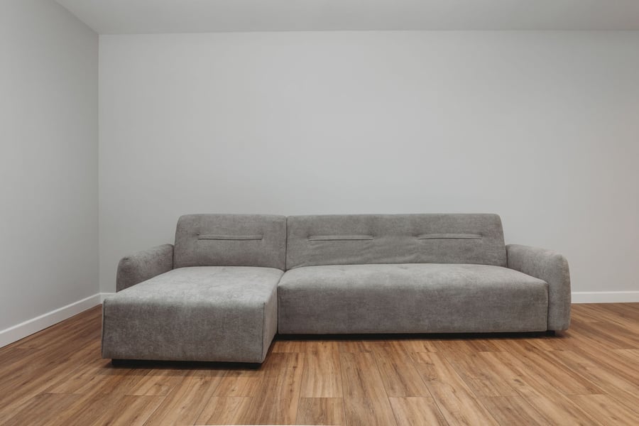 WALCOTE Fabric 4 Seater L Shaped Corner Sofa Bed - Grey, Reversible Facing