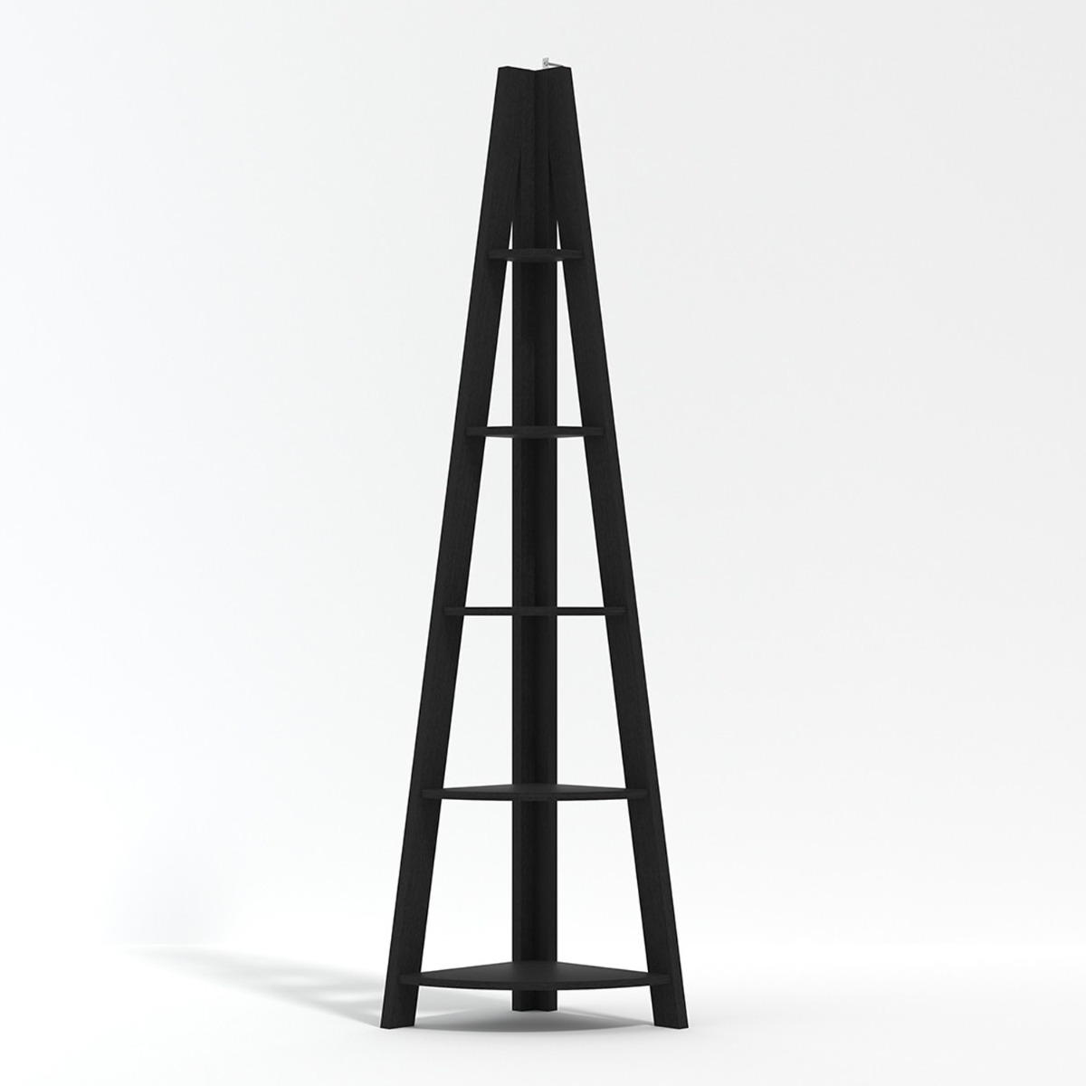 Tiva Corner Ladder Style 4 Shelves Bookcase - Matt Black
