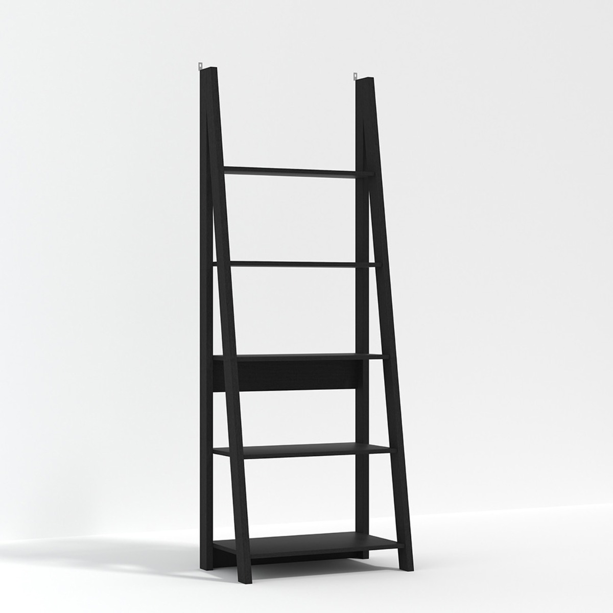 Tiva Ladder Style 4 Shelves Bookcase - Matt Black