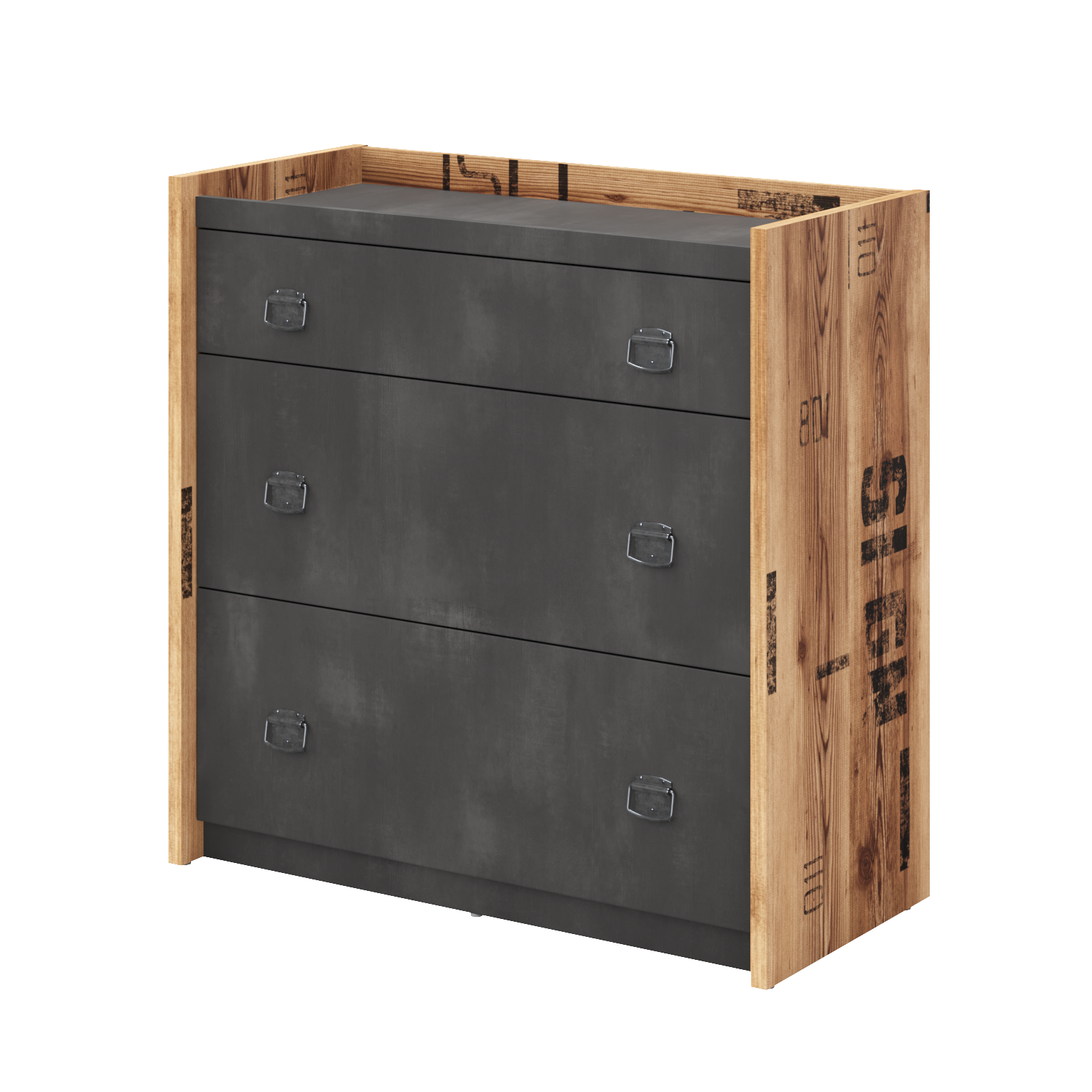 FERNIE Pine Finish Chest of Drawers - Medium-sized, 6 Drawers