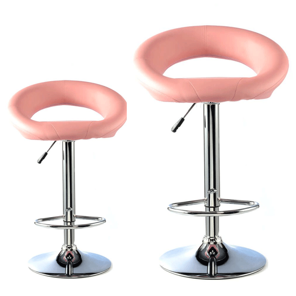 Cordova Swivel Bar Stools Set of 2 with Adjustable Height and Chrome Finish - Pink