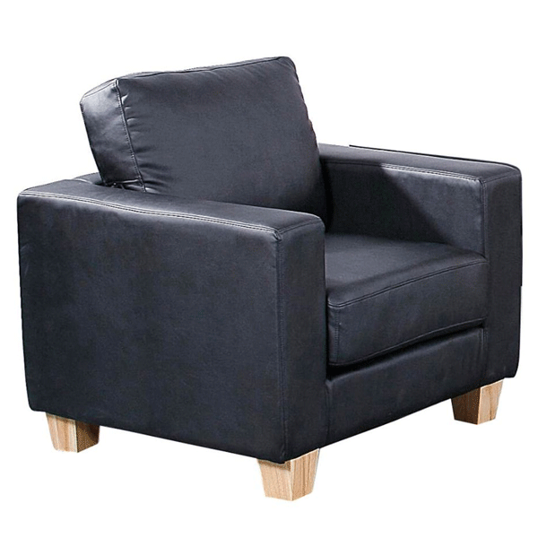 Buxton Chesterfield Single Seater Sofa Suite in PU Leather - Black