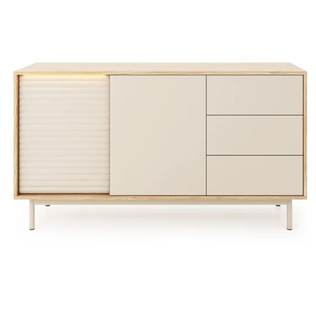 FINA Sideboard Cabinet 140cm - Oak with Beige