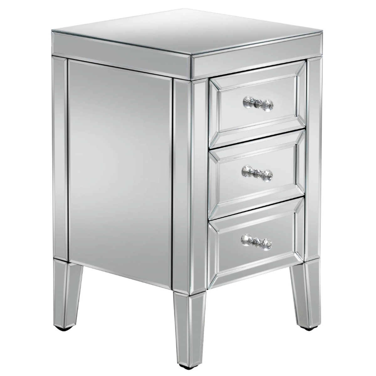 Bedside Table - BIRLEA 3 Drawer Nightstand Silver 40cm