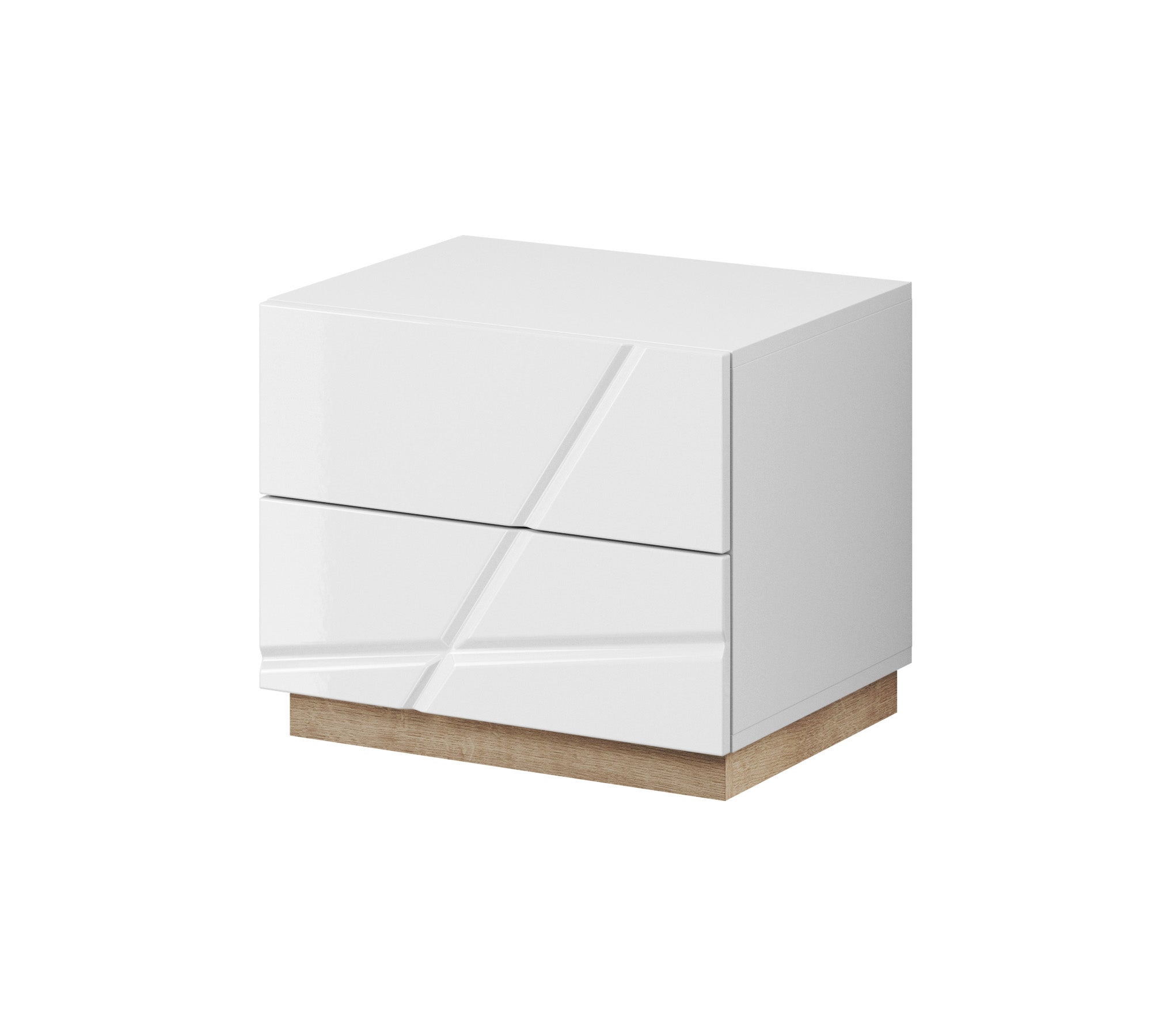 Bedside Table - ACE Nightstand White Gloss 49cm