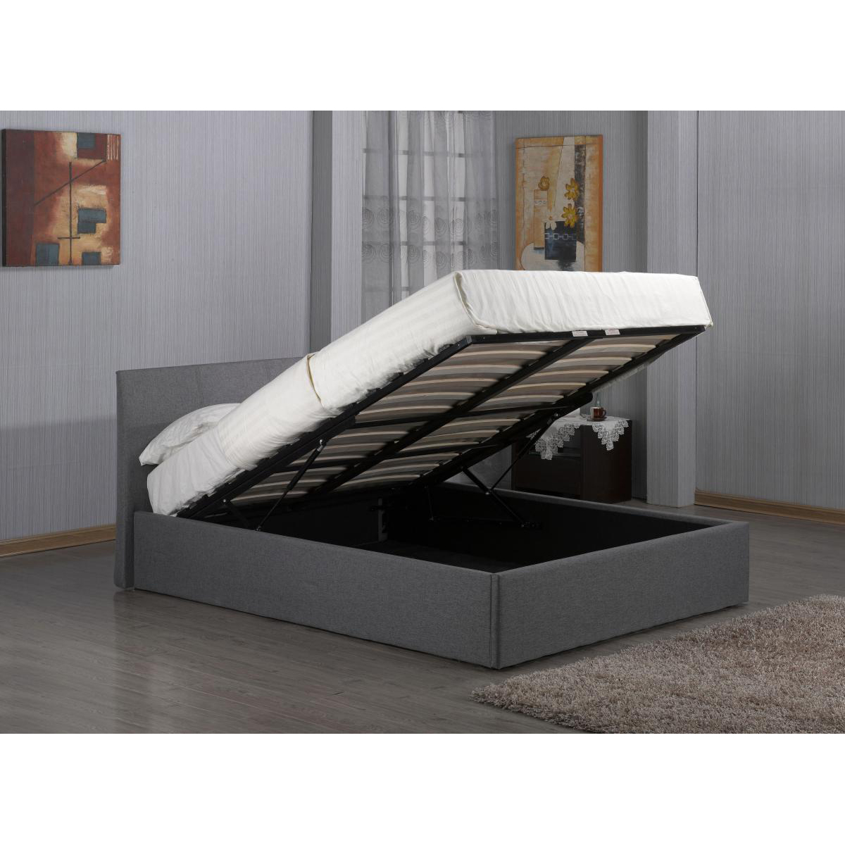 Luxury Redefined Purbeck Grey Fabric High Headboard Ottoman Storage Bed - 3ft Single