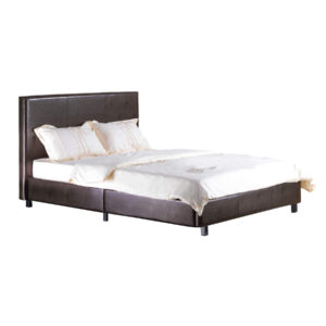 Luxurious Purbeck Brown Faux Leather Effect Bed with High Headboard Opulent Style - 4ft Small Double