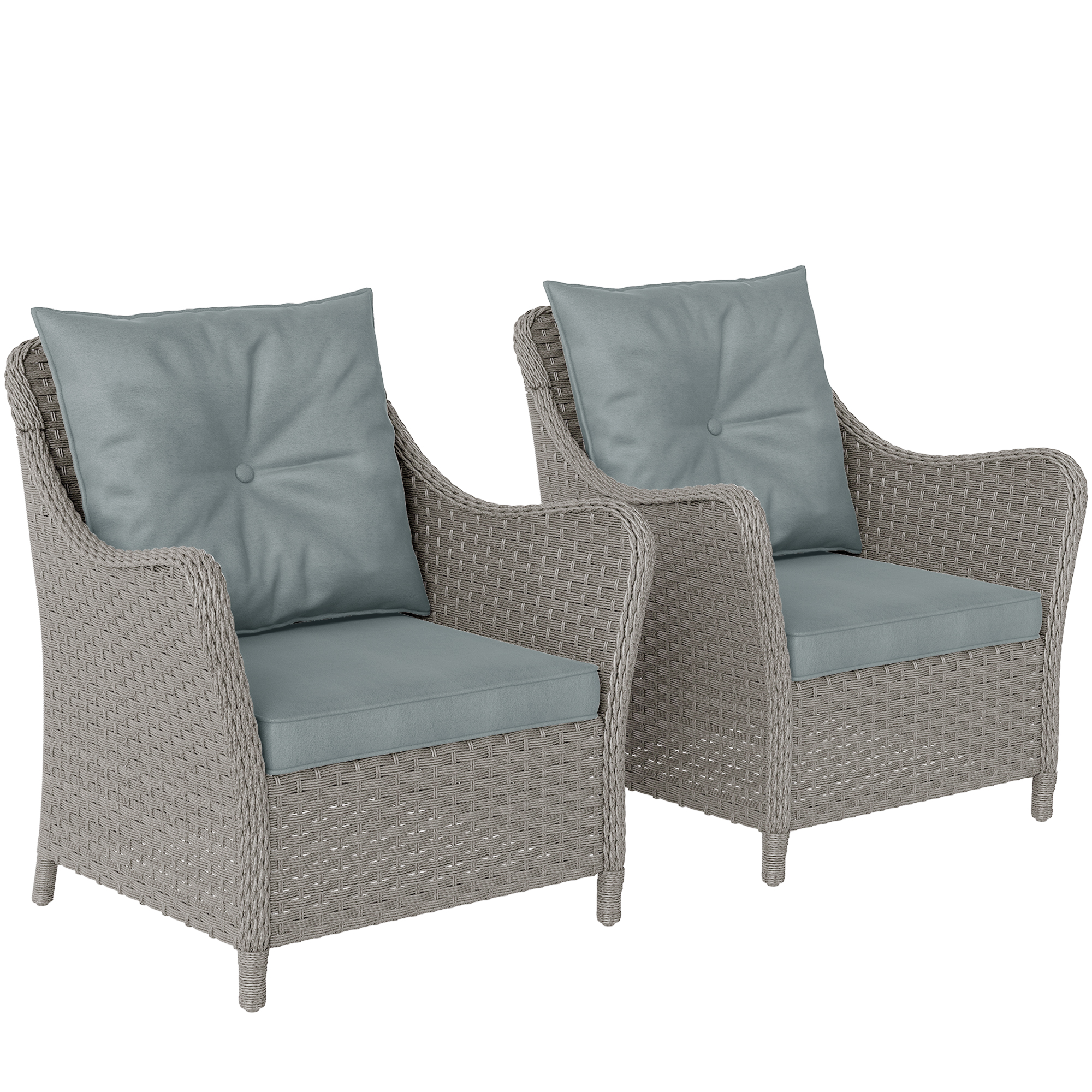 SUNVISTA Rattan Garden Chairs Set of 2 Outdoor Rattan Chairs Light Grey