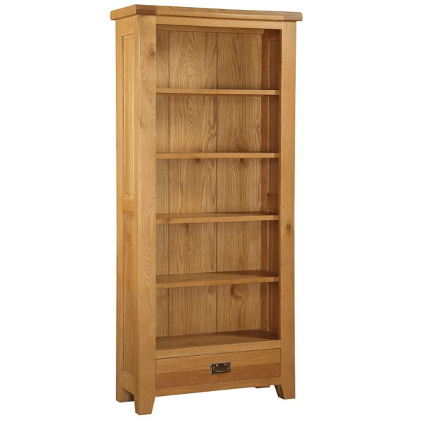 Eden Solid Oak Large Bookcase with Storage - Oak Finish