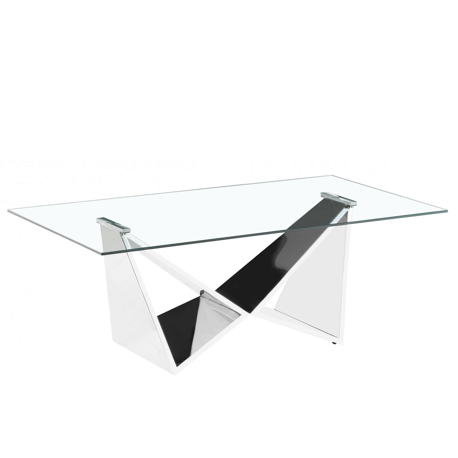 Stoke Silver Twin Tower Glass Coffee Table Unique Design Elegance