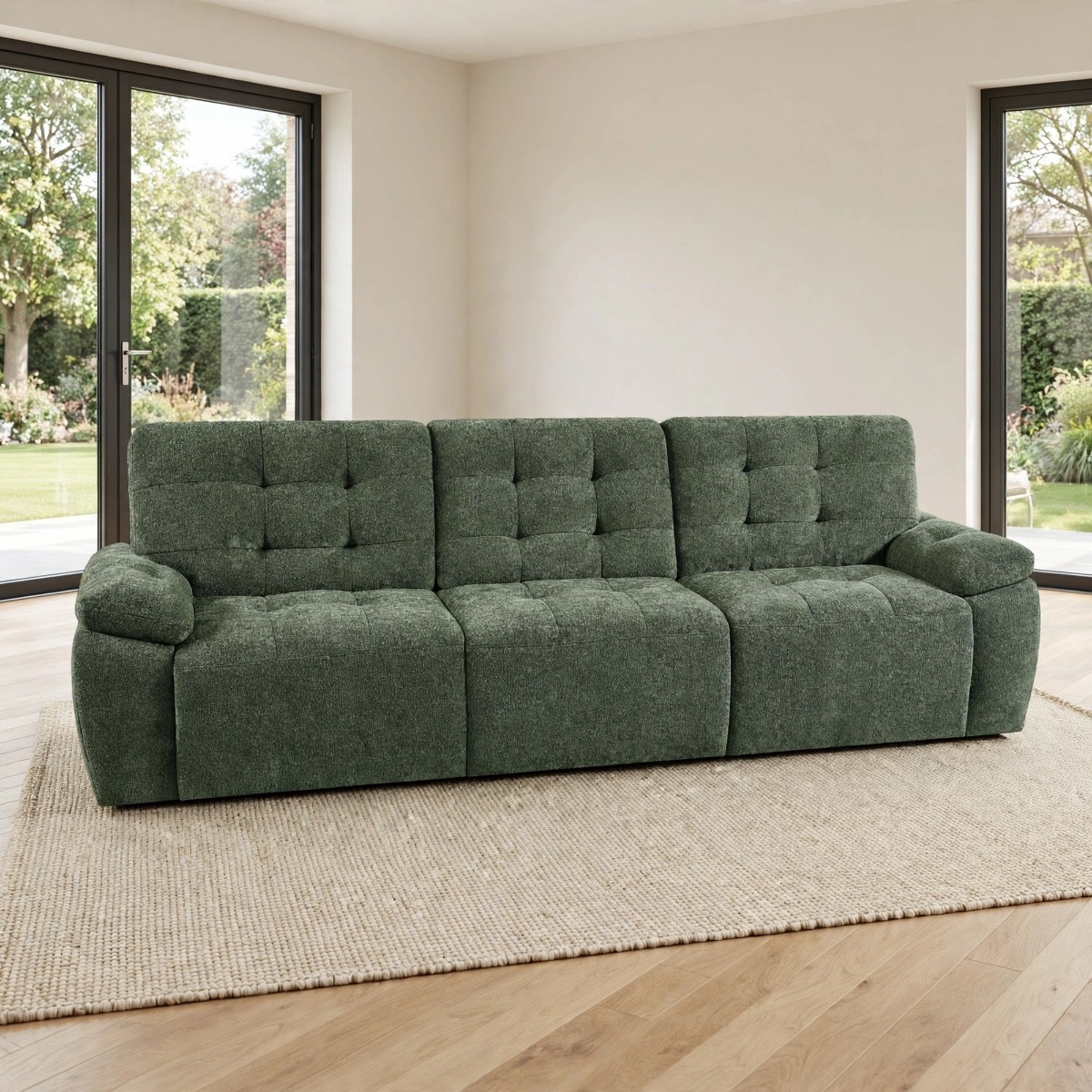 DUNSTON Fabric 3 Seater Electric Sofa Bed - Green