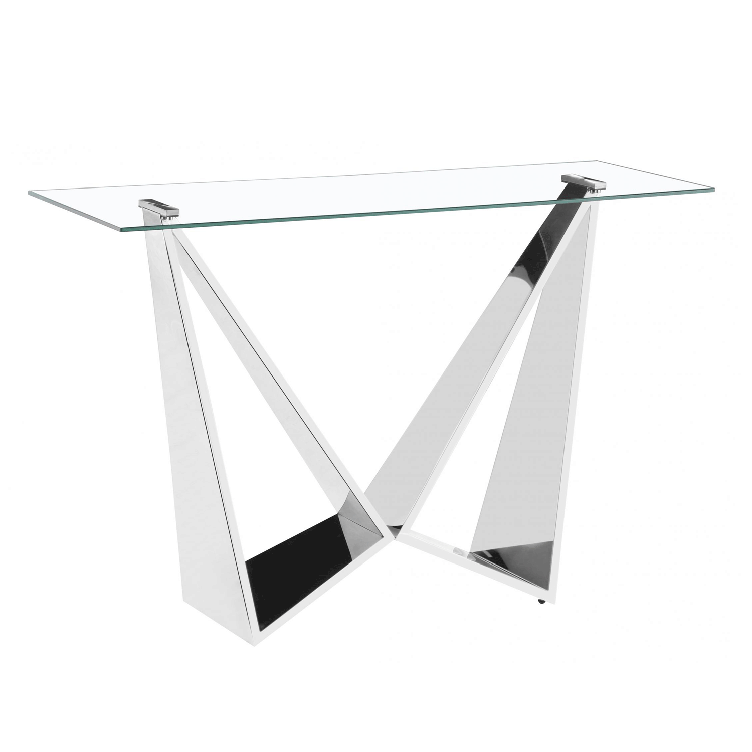 Stoke Silver Twin Tower Glass Console Table Unique Design Elegance