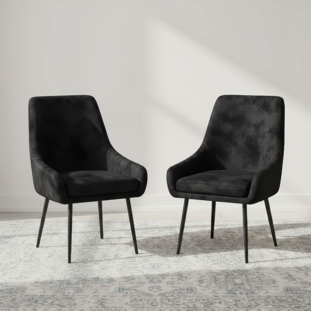 Decadent Dining Hove Velvet Chairs with Black Legs - Pair