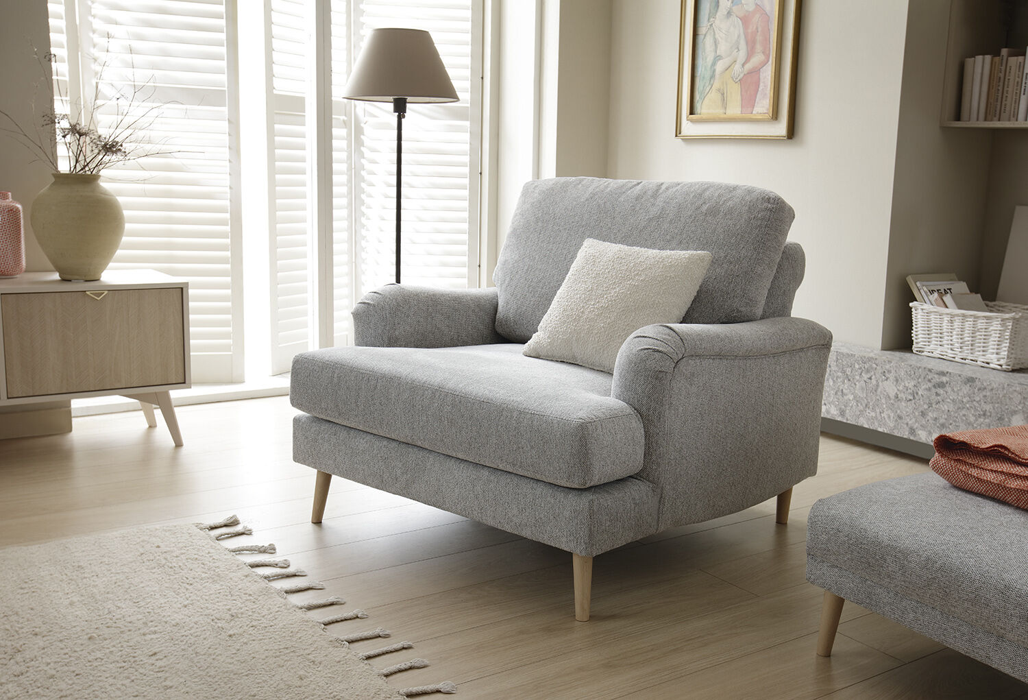 PONTING Chenille Armchair - Light Grey