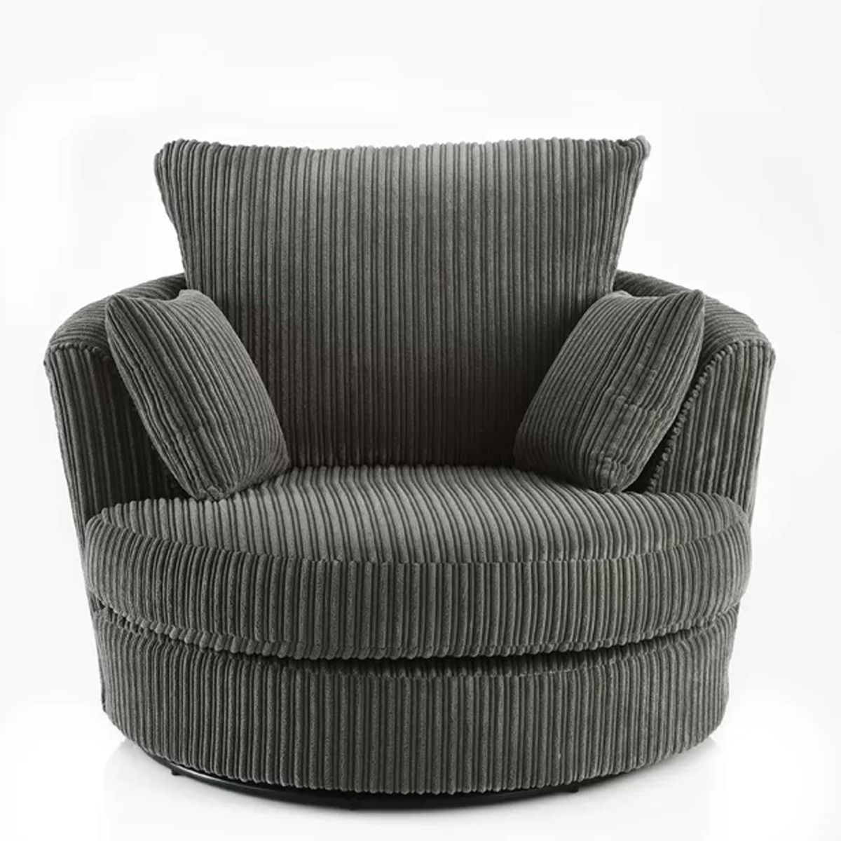 Harley Jumbo Cord Grey Swivel Chair
