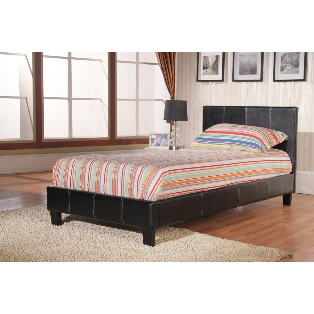 Brighton Luxe Leather Effect with Stylish Headboard 3ft Single Upholstered Bed Frame - Brown