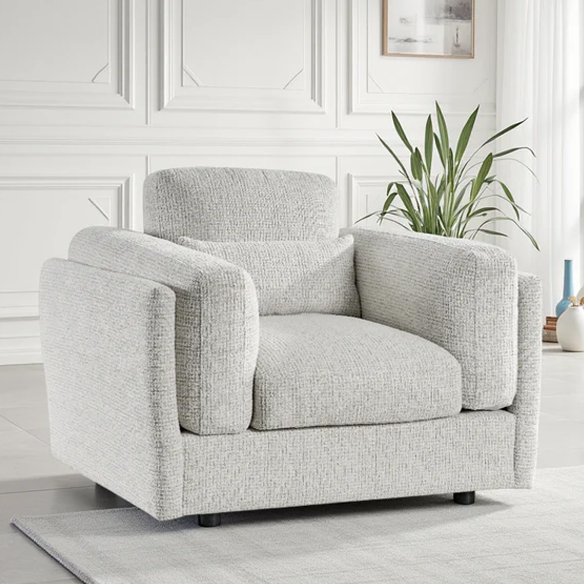 HAVERIO Fabric Armchair - Beige
