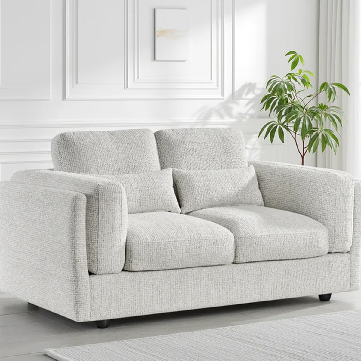 HAVERIO Fabric 2 Seater Sofa - Beige