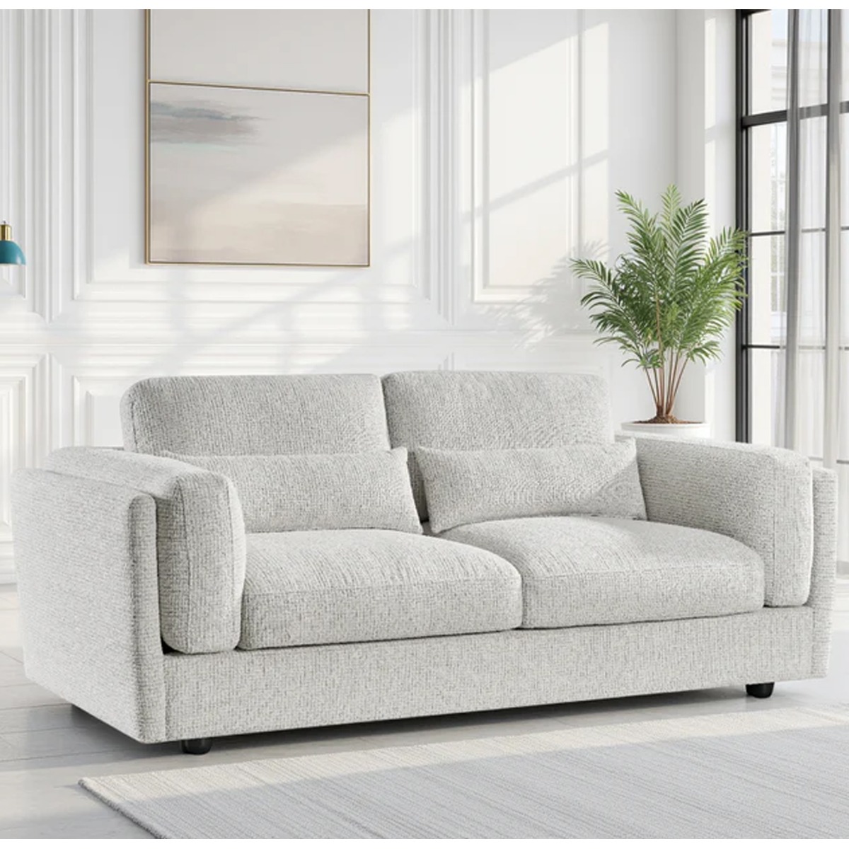 HAVERIO Fabric 3 Seater Sofa - Beige