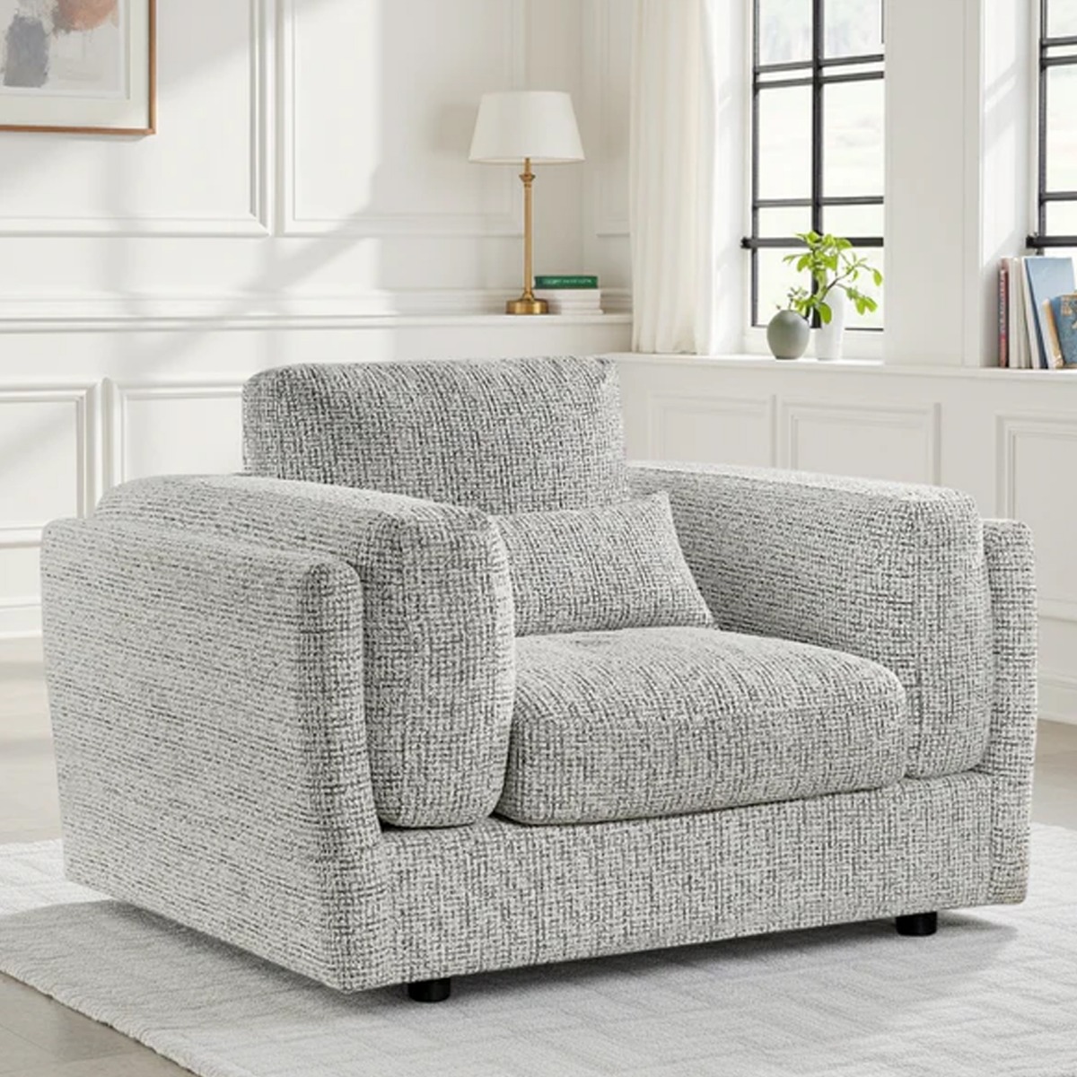 HAVERIO Fabric Armchair - Grey