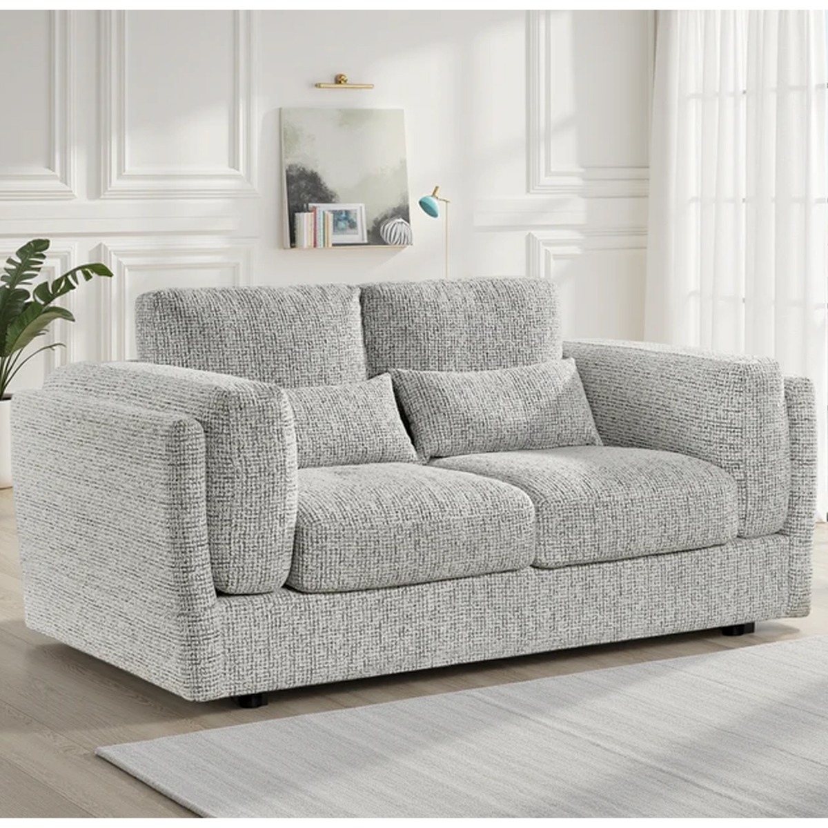 HAVERIO Fabric 3 Seater Sofa - Grey