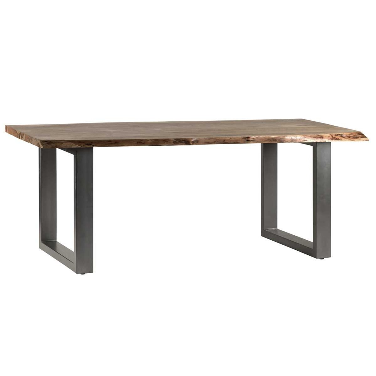 Maureen Black Metal Frame Solid Acacia Wood Large Dining Table